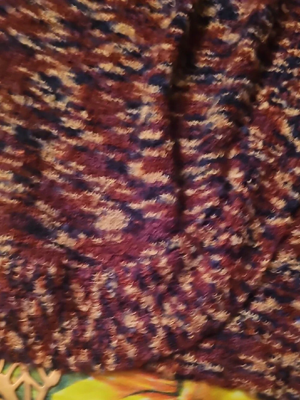 St. John's Bay Marled Burgundy and Cream Open Front Cardigan